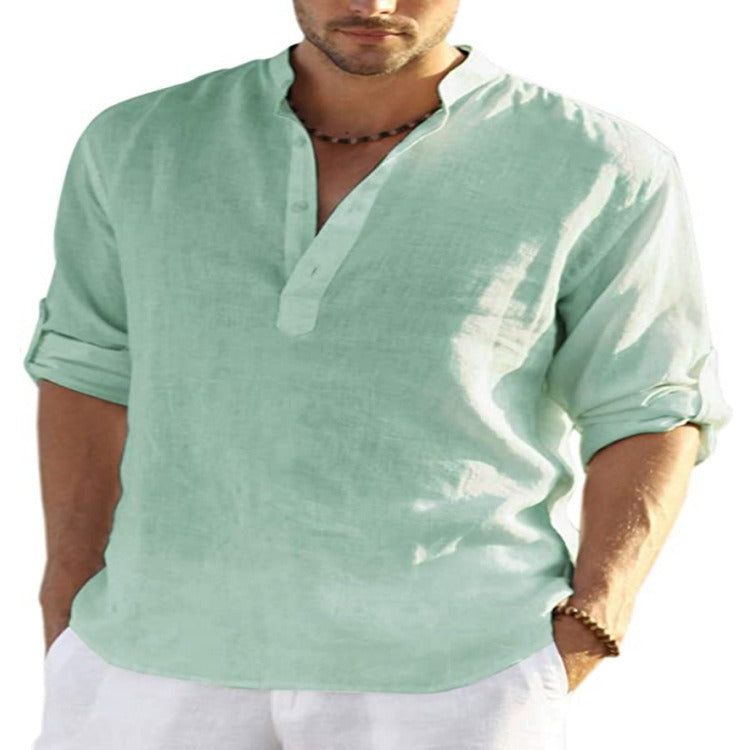 Men's Linen Cotton Long-Sleeve Shirt