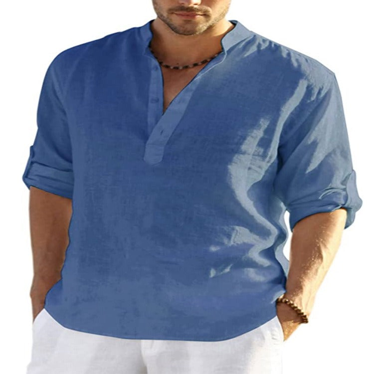 Men's Linen Cotton Long-Sleeve Shirt