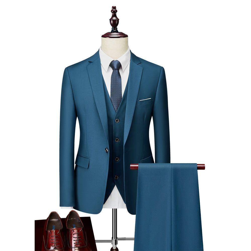 Men's 3-Piece Slim Fit Suit Set — Blazer, Trousers & Vest