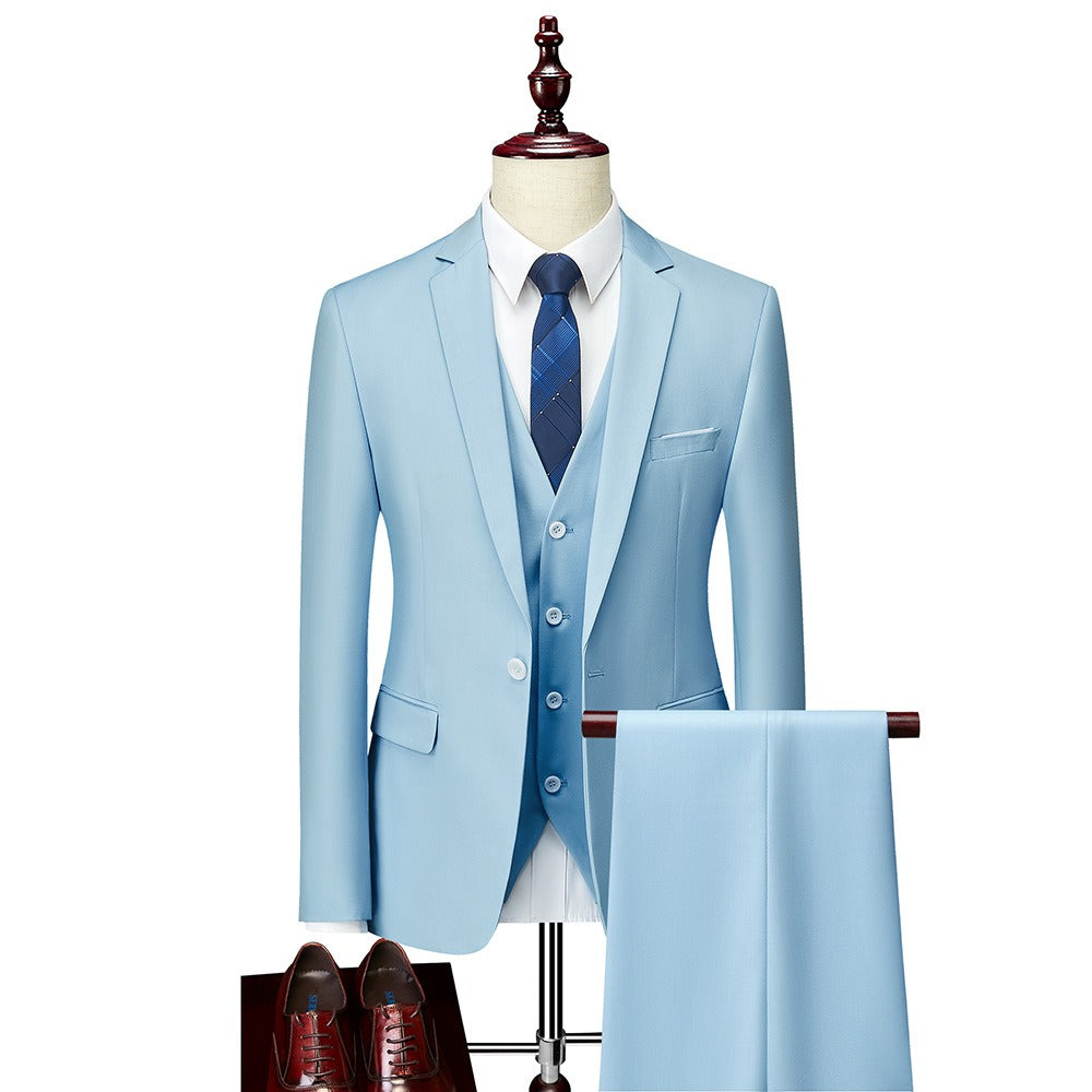 Men's 3-Piece Slim Fit Suit Set — Blazer, Trousers & Vest