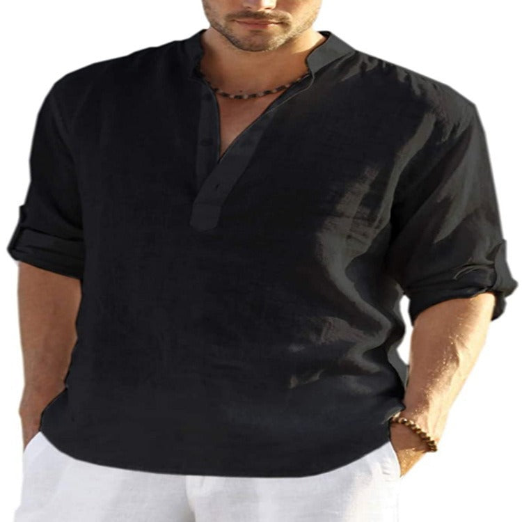 Men's Linen Cotton Long-Sleeve Shirt