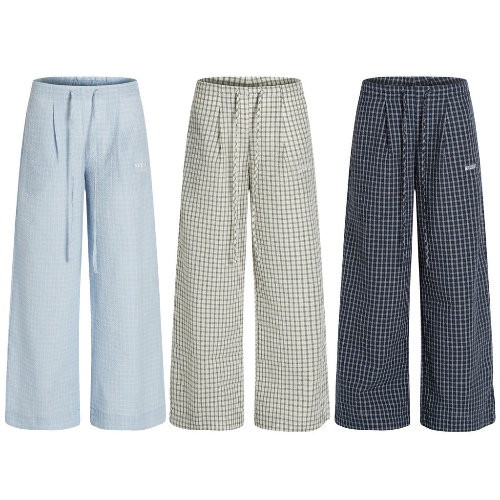 Checkered Wide-Leg Trousers