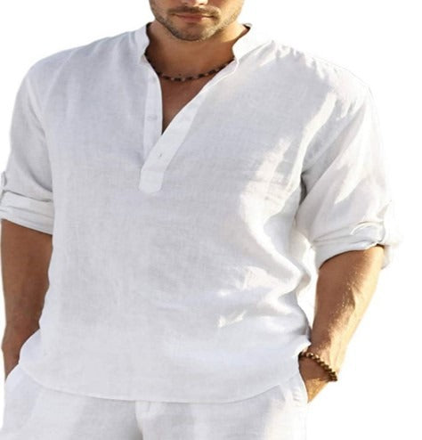 Men's Linen Cotton Long-Sleeve Shirt