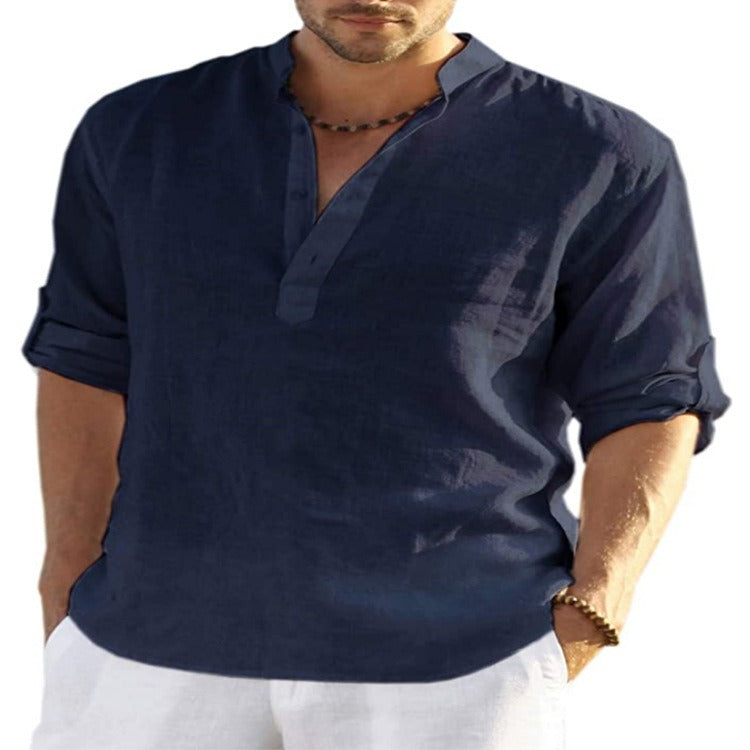 Men's Linen Cotton Long-Sleeve Shirt