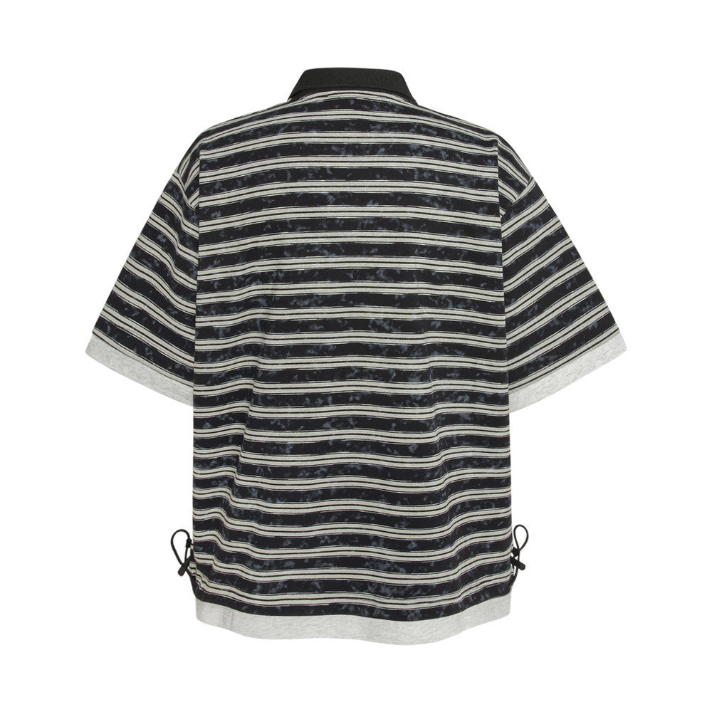 Striped Embroidery Street Tee — Relaxed Fit