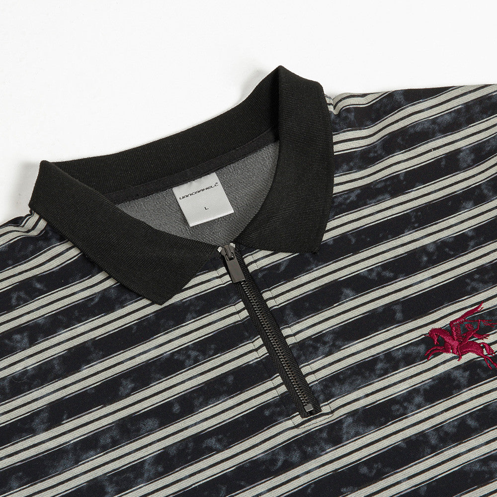 Striped Embroidery Street Tee — Relaxed Fit