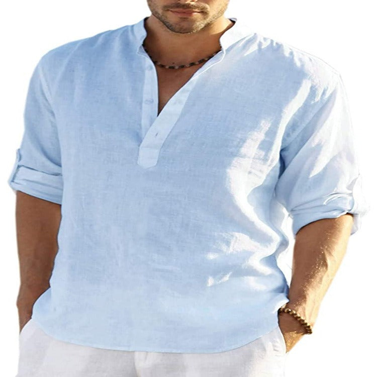 Men's Linen Cotton Long-Sleeve Shirt