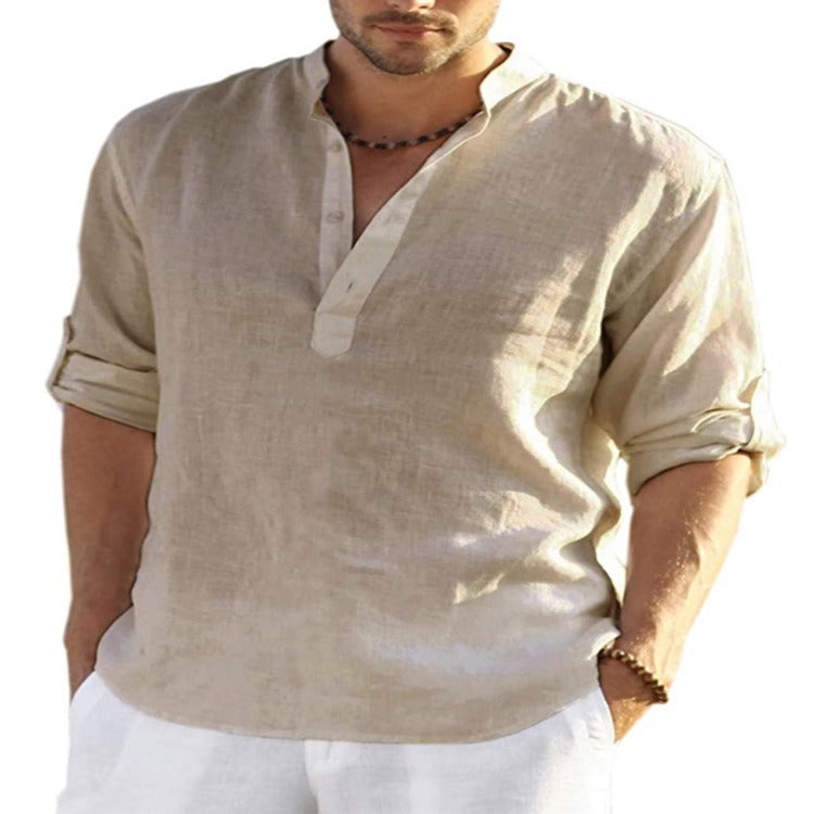 Men's Linen Cotton Long-Sleeve Shirt