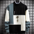 Men's Slim Fit Turtleneck Knit Sweater — Patchwork Design