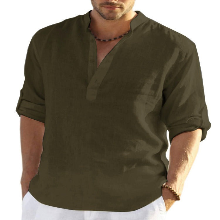 Men's Linen Cotton Long-Sleeve Shirt