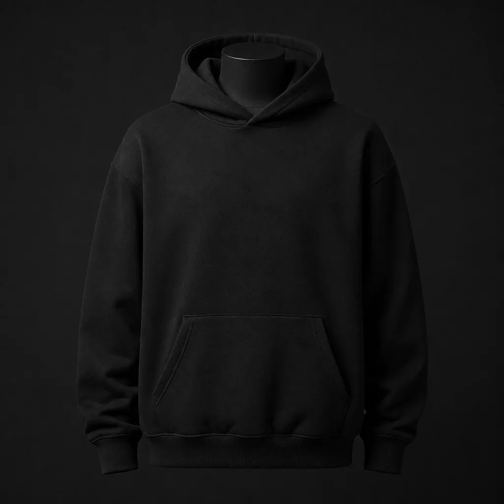[Scale AI] catalog_packshot — Heavyweight Pullover Hoodie — Jet Black
